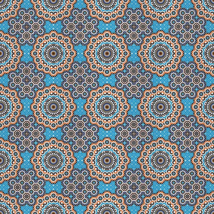 2. Moroccan mosaic and its Fourier transform (crystal size: 20 unit cells radius), real space