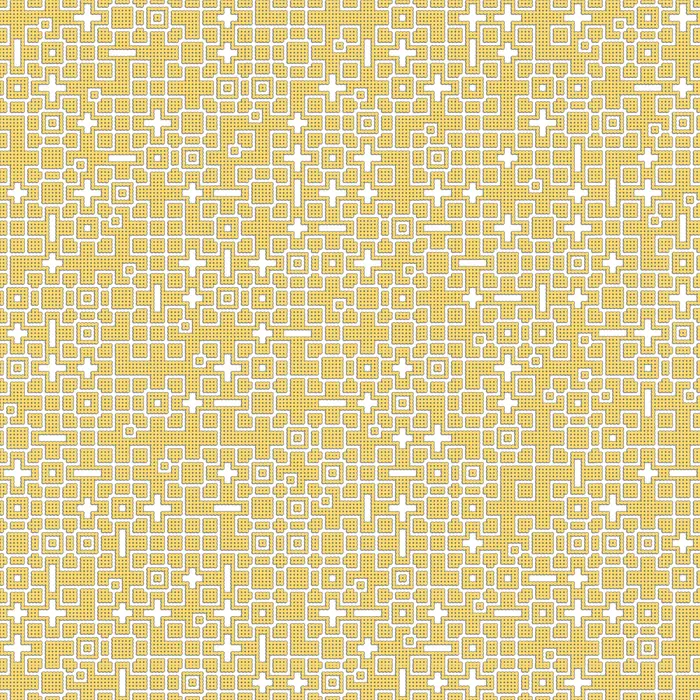 8. Handmade truchet tiling (10 type of tiles) and its Fourier transform (crystal size: 40 tiles radius), real space