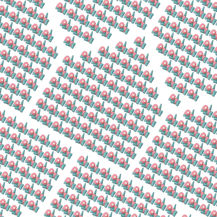 11. Polygons of Porygons (ポリゴン) and their Fourier transform (crystal size: 14 polygons radius), real space