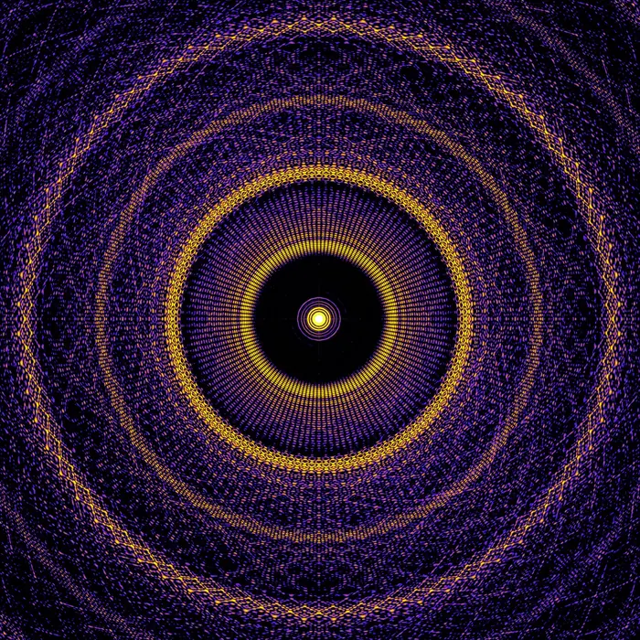 14. Crossed 'golden ratio' radial curves and their Fourier transform (total number of curves: 128), reciprocal space