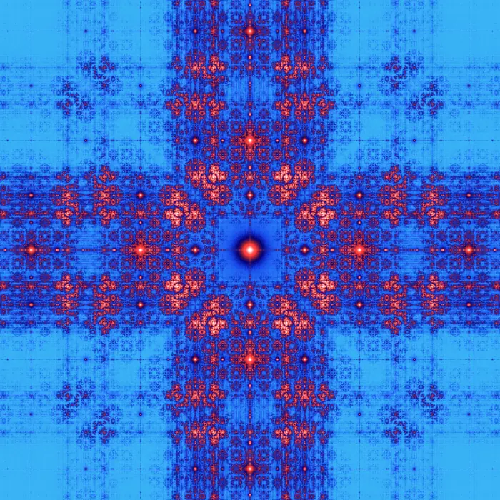 19. Hilbert curve and its Fourier transform (curve extension: 10 iterations), reciprocal space