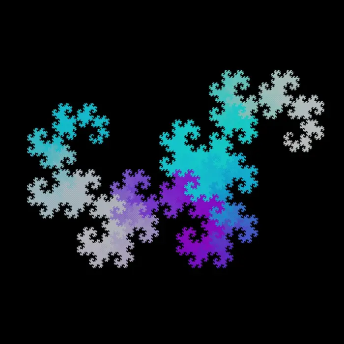 20. Dragon curve fractal and its Fourier transform (curve extension: 19 iterations), real space