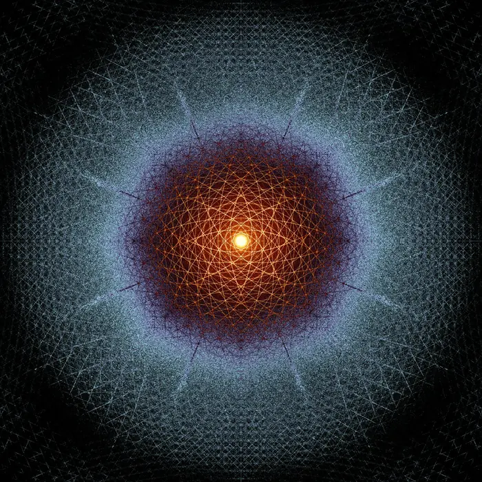 21. Composition of circles and its Fourier transform (number of circles: 800), reciprocal space