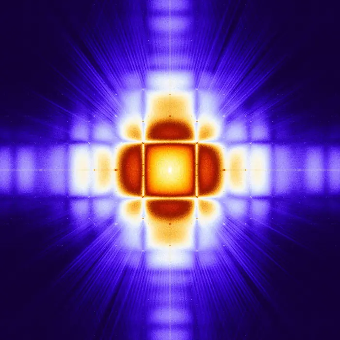26. Aztec diamond and its Fourier transform (number of iterations: 800), reciprocal space