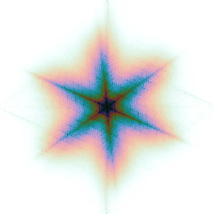 27. Dendritic structure (Kobayashi model) and its Fourier transform., reciprocal space