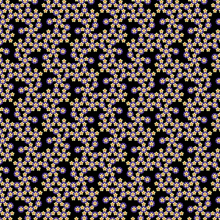 28. Periodic framework of pentagons and its Fourier transform (crystal size: 12 unit cells radius), real space
