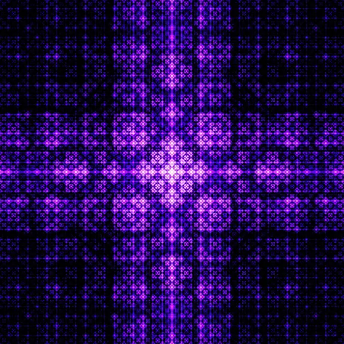 29. Vicsek fractal and its Fourier transform (Fractal dimension: 5^5 crosses), reciprocal space