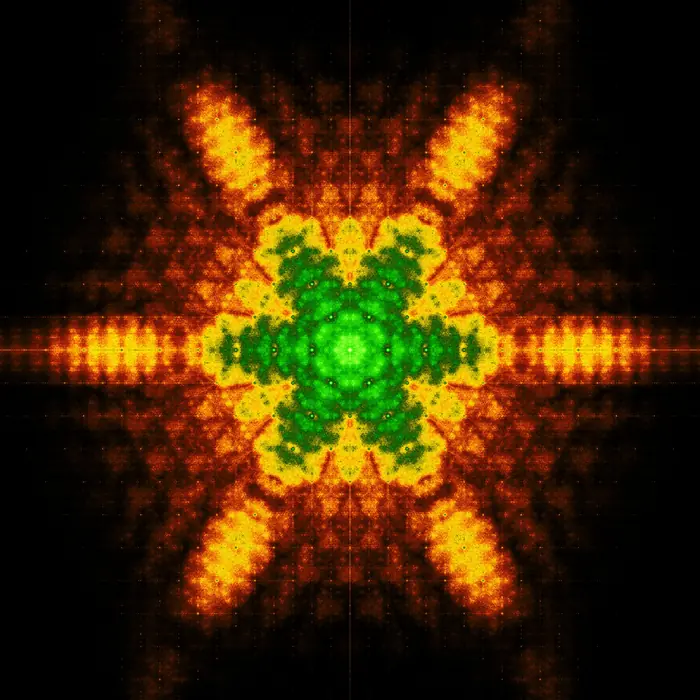 32. E-toothpick sequence and its Fourier transform (number of iterations: 200), reciprocal space