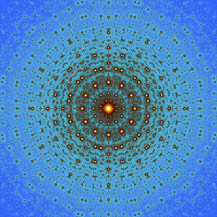 42. Intersection of two hexagonal patterns of circles (relative tilt angle = 90°) and its Fourier transform., reciprocal space