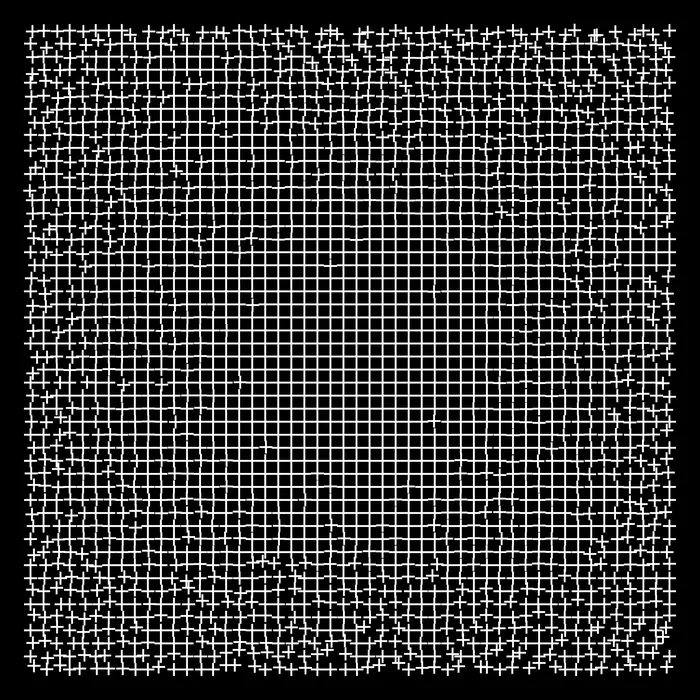 45. Square version of the "Healing grid" optical illusion by Ryota Kanai, and its Fourier transform., real space