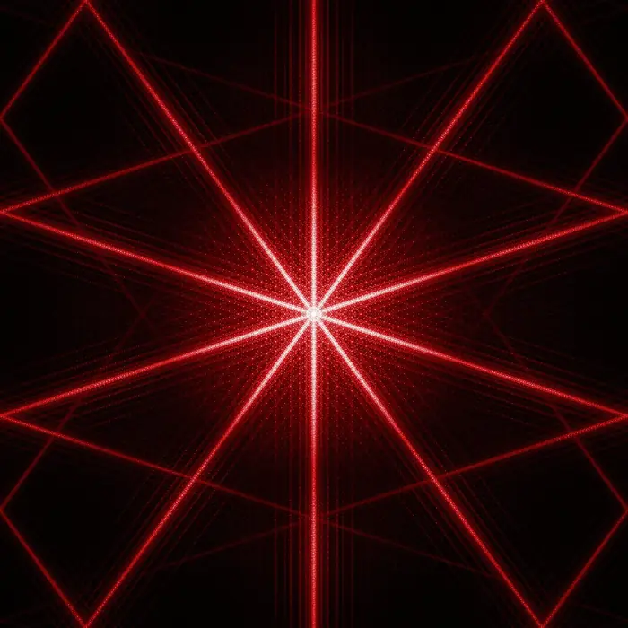 48. Composition of pentagons according to a custom rule, and its Fourier transform. Number of pentagons: 3x(5^4), reciprocal space