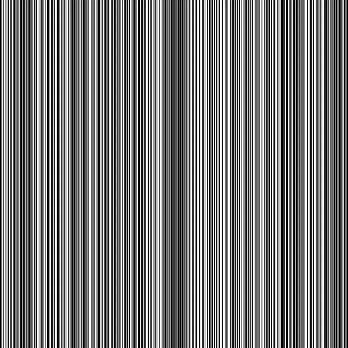 51. A barcode (code type 128) and its Fourier transform. The information contained is a sentence by Norman Joseph Woodland to describe the 'Eureka' moment that led him to the concept of barcodes: "For whatever reason I pulled my hand toward me and I had four lines"., real space