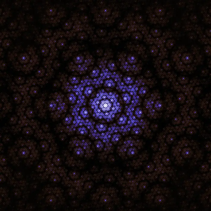 52. A 'honey sponge' fractal and its Fourier transform (Number of hexagons: 6^7), reciprocal space