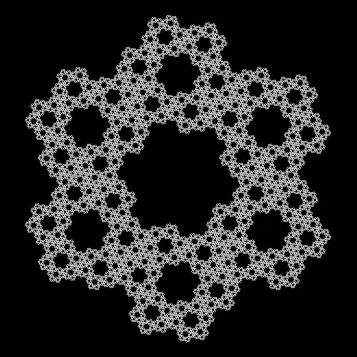 52. A 'honey sponge' fractal and its Fourier transform (Number of hexagons: 6^7), real space
