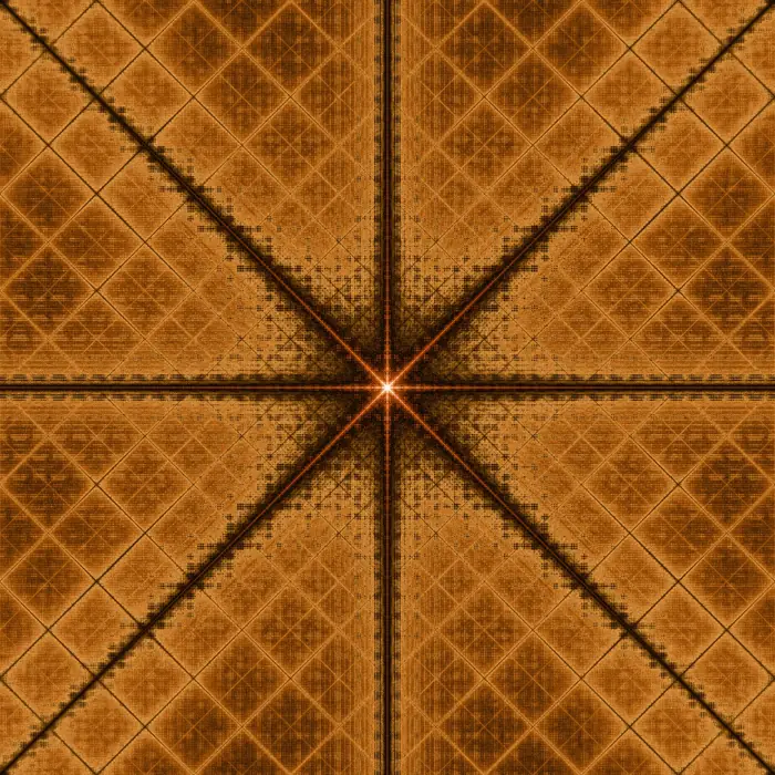 53. Composition of triangles and squares with features reminiscent of fractals, and its Fourier transform., reciprocal space