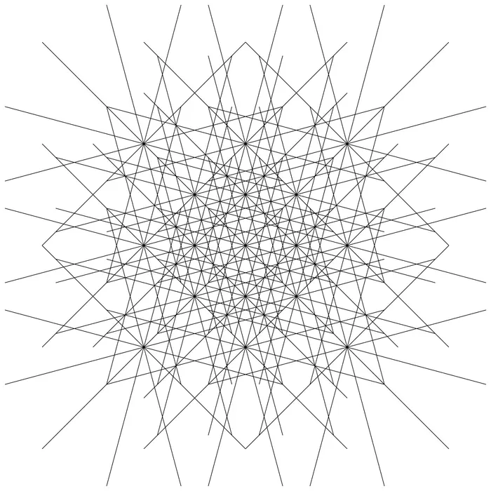 55. A handmade "missing stars" optical illusion and its Fourier transform. Number of 12-pointed stars used for the curve: 17., real space